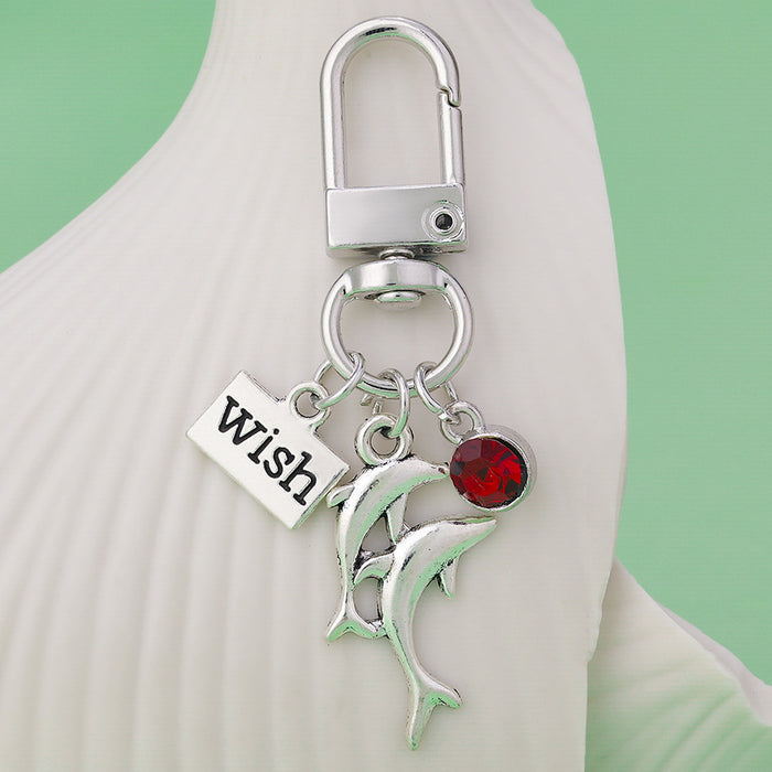 Dolphin and Turtle Charm Keychains Featuring Chain Across 7 Pictured Variations