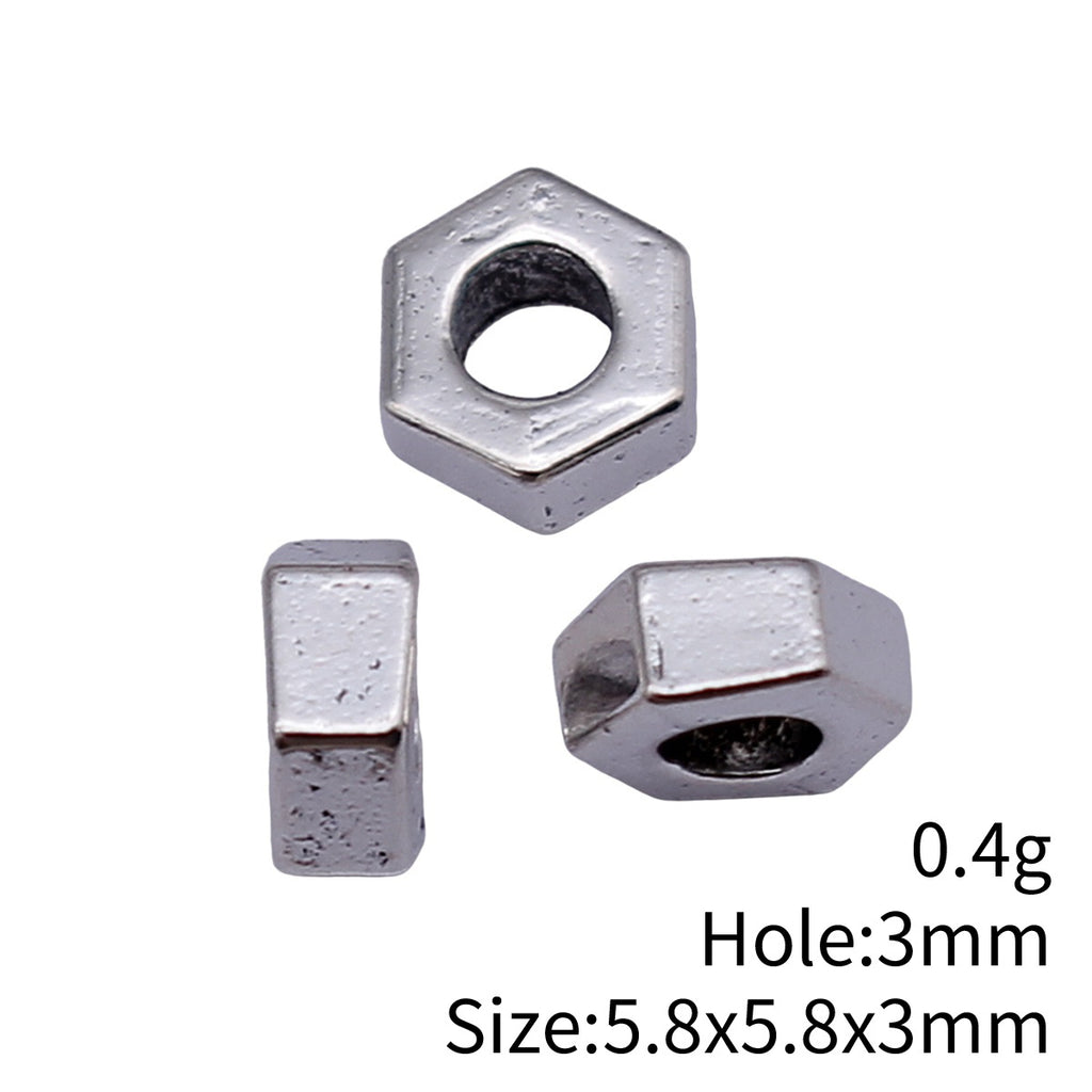5.8x5.8x3mm 0.4g Multicolor Zinc Alloy Hexagon Loose Metal Beads for DIY Bracelet Jewelry Making