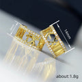 Gold Tone Roman Numeral Crystal Hoop Earrings Polished Statement Fashion Jewelry view 4