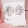 White Pearl Flower Marquise Crystal Stud Earrings Alloy view 4