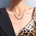 Double Layer Curb Chain Star Pendant Necklace Gold Steel view 7