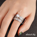 White Metal Solitaire Two-Piece Bridal Ring Set Sizes 6-10 view 4