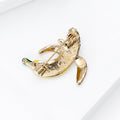 Yellow Enamel Banana Brooch Crystal Stem Pink White Peel view 4
