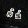 Square Halo Stone Stud Earrings In Two Stone Colors view 1