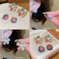 Colorful Floral and Leaf Stud Earrings in Three Mixed Designs view 1
