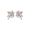 Crystal Star Fringe Stud Earrings in Silver and Gold Tones view 5
