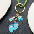 Eight Blue and Pink Baby Outfit Footprint Keychain Designs view 2