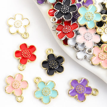 Small Enamel Blossom Charm Collection for Jewelry Making