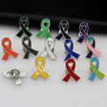 Colored Awareness Ribbon Metal Lapel Pin Brooch in 12 Styles view 1