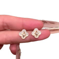 White Four Petal Starburst Stud Earrings Statement Jewelry view 5
