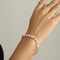 Freshwater Pearl Bracelet Organic Bar Hook Clasp Gold Steel view 6
