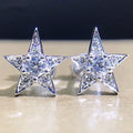 Gold And Silver Tone Crystal Five Point Star Stud Earrings view 1