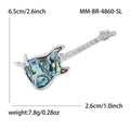 Electric Guitar Brooch in Metal with Silver-tone Body with a Blue Shell-like Inset view 5