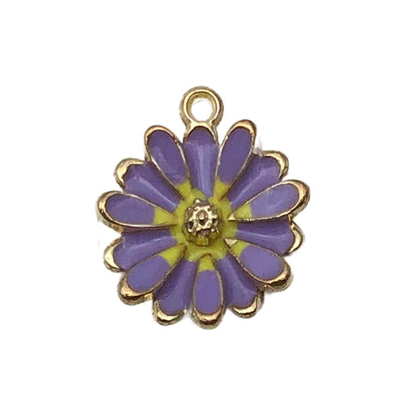 Enamel Zinc Alloy Flower Enamel Charm Pendants