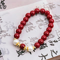 Red Bead Necklace Bracelet and Earring Three Piece Set view 2