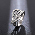 Silver Crisscross Multi Band Pavé CZ Stack Ring 6-10 view 3
