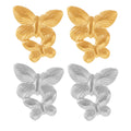 Butterfly Stud Earrings Dual Wing Gold Silver Titanium Steel view 5