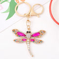 Rhinestone Dragonfly Keychain Gold Tone Crystal Bag Charm view 1