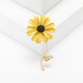 Enamel Daisy Flower Stem Brooch for Jackets Scarves and Coats view 7