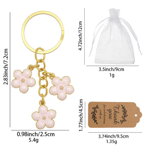 Size chart for pink enamel sakura keychain bag and kraft tag
