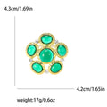 Oval Stone Cluster Brooch A Round Gold-Tone Cluster Of Oval Glass-Look Stones And Clear view 5