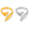 Open Band Dual Leaf Rings Gold Steel Tone Titanium Steel view 5