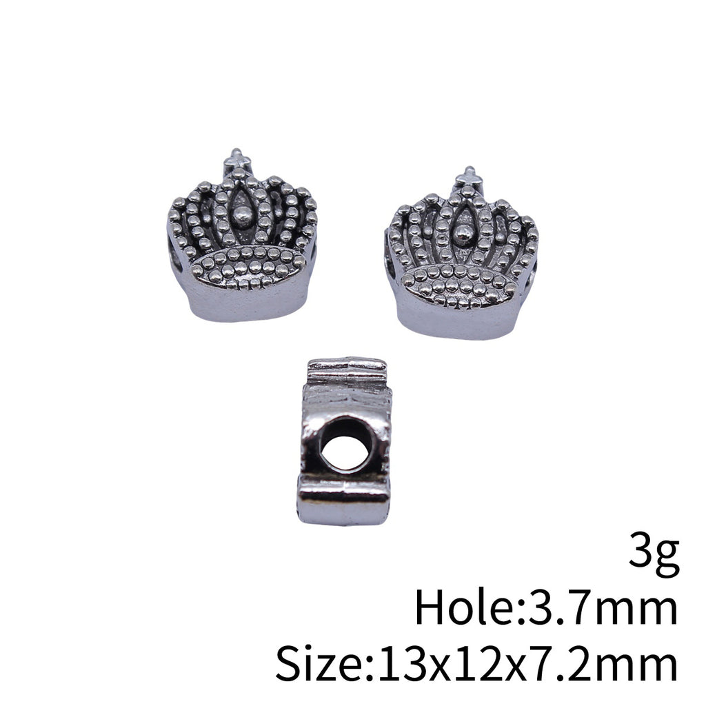 13x12x7.2mm 3g Antique Silver Zinc Alloy Crown Large Hole Spacer Beads for Bracelet Necklace DIY