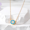 Gold Tone Small Round Enamel Evil Eye Pendant Necklaces view 6