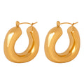 Chunky Polished Gold Hollow U Shape Hoop Earrings Bold view 5