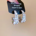 Crystal Pave Open Hoop Stud Earrings Jewelry Pair Set view 6