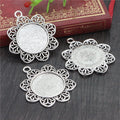 Floral Filigree Round Pendant Bezel Settings in Two Finishes view 7