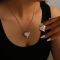 Textured Heart Pendant Necklaces and Matching Studs view 3