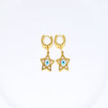 Gold Tone Evil Eye and Black Geometric Huggie Drop Earrings view 4