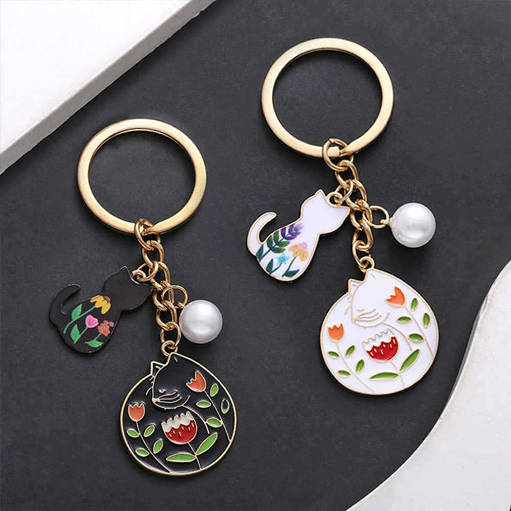 Enamel Zinc Alloy Cat Hollow Ring Charm Pendant for DIY Earrings Keychain Jewelry Making