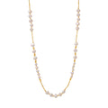 Long Gold Freshwater Pearl Station Necklace Stainless Steel Accents view 5