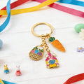Gold Tone Easter Bunny Egg and Carrot Keychain and Attached Hardware view 4