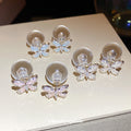 Pastel Butterfly Pearl Back Stud Earrings Statement Jewelry Pair view 3