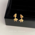 Matte Gold Koi Carp Fish Stud Earrings Textured Pair view 3