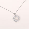 Silver Tone Olive Leaf Circle Pendant Necklace With Stones view 4