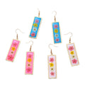 Rectangle Gold Tricolor Flower Drop Earrings 3 Colors view 5