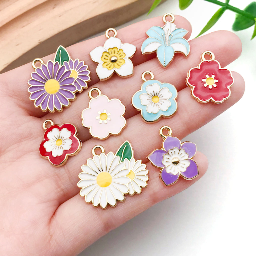 Zinc Alloy Enamel Lily of the Valley Five Petal Flower charm pendant for DIY jewelry
