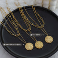 Angel Boy Medallion Double Layer Paperclip Chain Necklace view 2