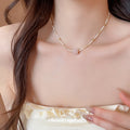 Gold Bead Bracelet And Pink Stone Bead Necklace Pieces view 4