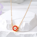 Gold Tone Small Round Enamel Evil Eye Pendant Necklaces view 3