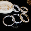 Gold Silver Pearl Rhinestone Multi Layer Open Cuffs view 4