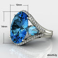 Silver Tone Blue Pear Stone Statement Ring Jewelry view 2