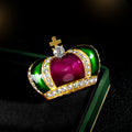 Pink Gold Tone Crown Crystal Metal Brooch Pin for Jackets and Lapels view 3