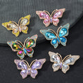 Rhinestone Butterfly Charm Pendant Gold-Tone Crystal Wings Six Colors view 1