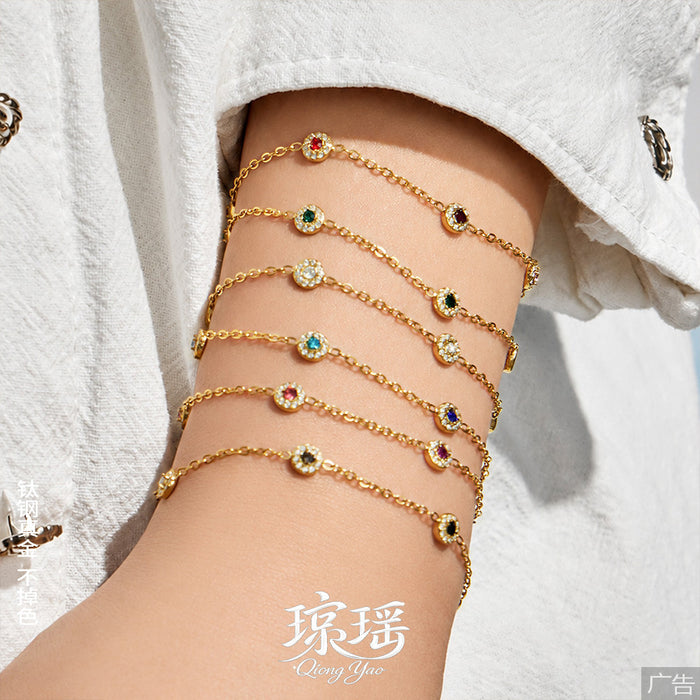 Round Bezel Zircon Necklace and Bracelet in Twenty Four Variants