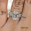 Oval Halo Three-Ring Set With Pave Bands In Silver Tone view 4